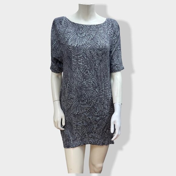 WHYRED Grey Feather Print Dress - Picture 1 of 4
